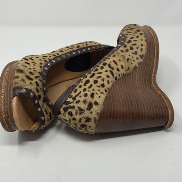 Yellow box Animal Print faux fur  Wedges Size 8 - Picture 10 of 10